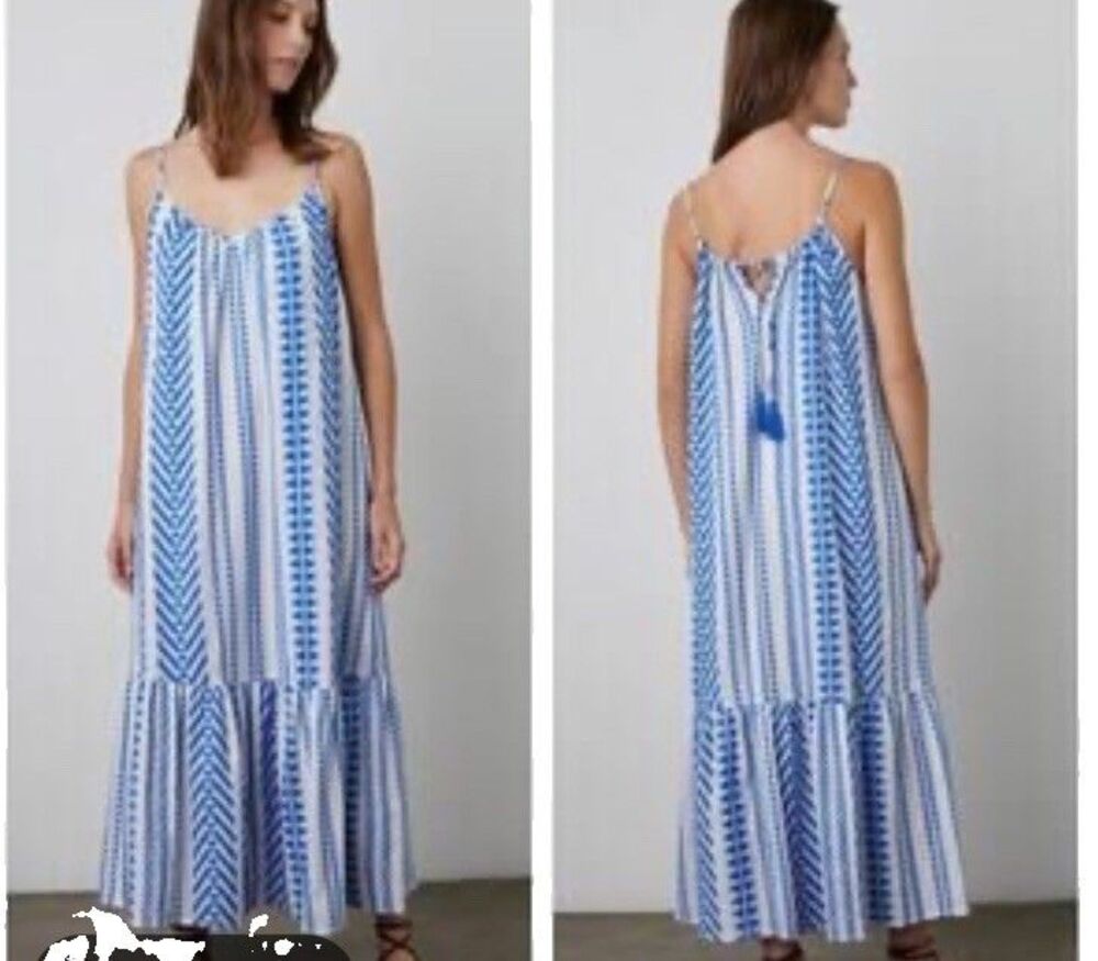 Velvet By Graham And Spencer Jacquard Dinae Maxi Dress Tiered Cobalt Size L